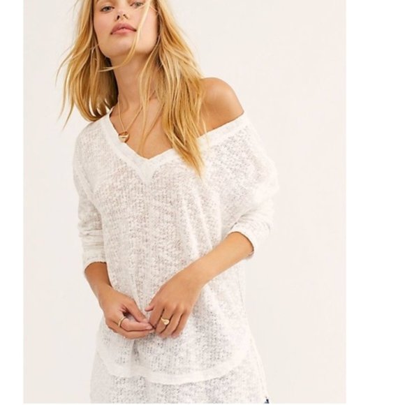 Free People Tops - Free People We the Free Ocean Air Hacci Top White